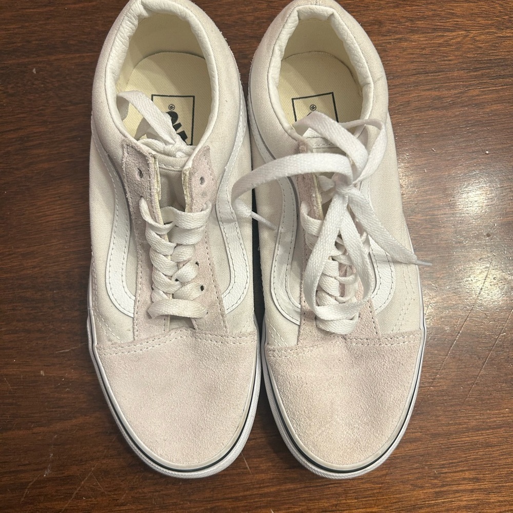 Vans Women's Light Pink and White Sneakers - Picture 2 of 4